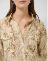 Oversized beige crepe print blouse - Woman | Roberto Verino