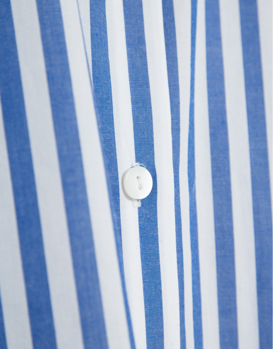 Camisa algodón blanco con listas azules - Mujer | Roberto Verino