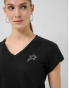Lightweight cotton V-neck T-shirt in black | Roberto Verino