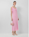 Vestido largo tirantes rosa con gasa en sisas | Roberto Verino