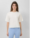 White oversized T-shirt with rhinestones on ... | Roberto Verino