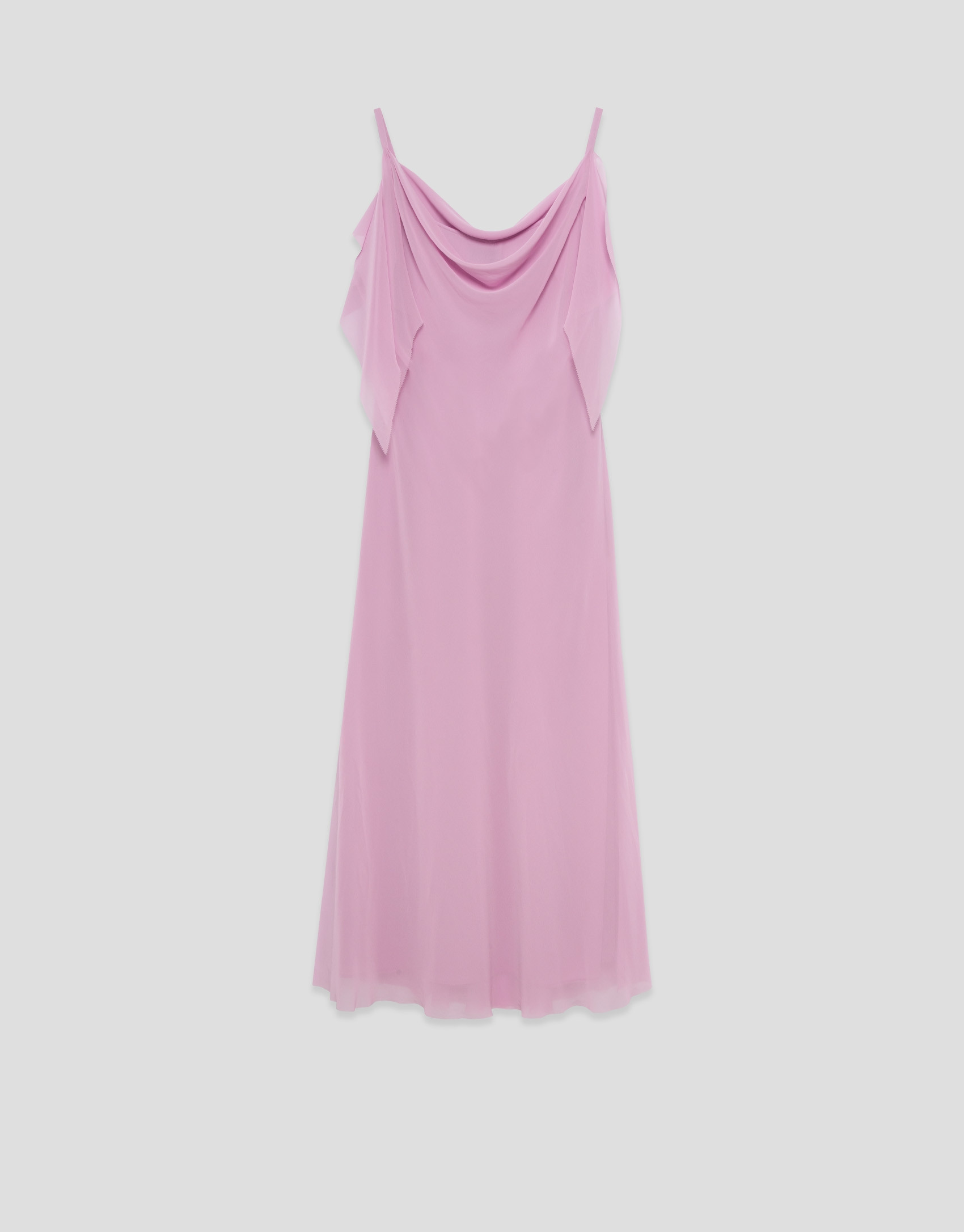 Vestido largo tirantes rosa con gasa en sisas | Roberto Verino