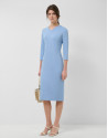 Long-sleeved blue stretch knit dress - Woman | Roberto Verino