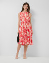 Vestido midi sin mangas beige estampado ... | Roberto Verino
