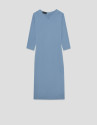 Long-sleeved blue stretch knit dress - Woman | Roberto Verino