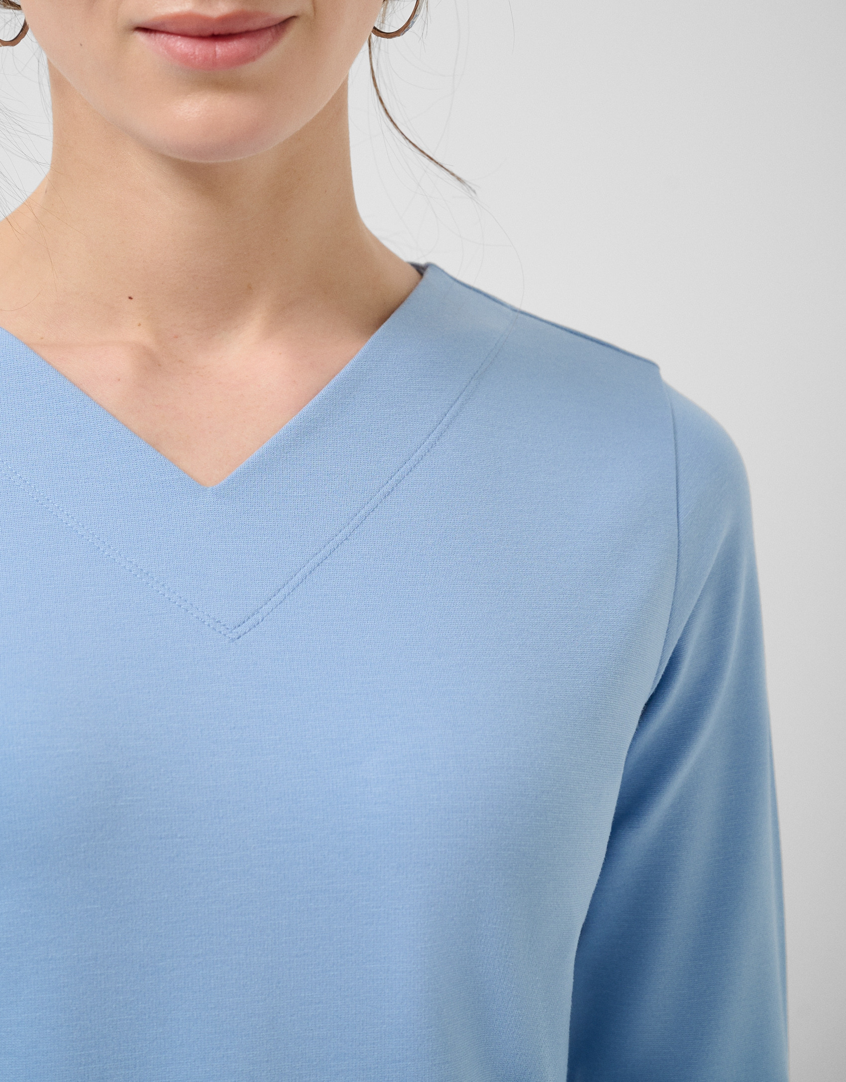 Long-sleeved blue stretch knit dress - Woman | Roberto Verino