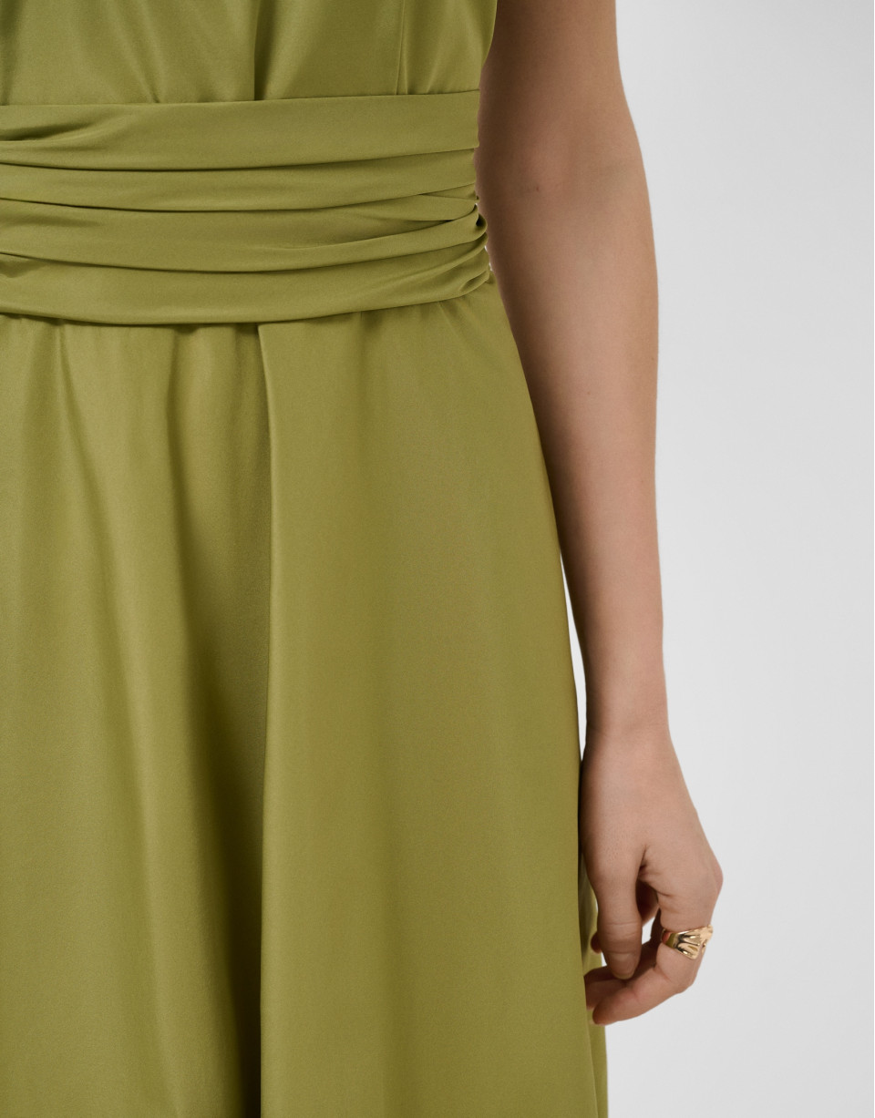 Green taffeta sleeveless dress - Woman - SS2026 | Roberto Verino