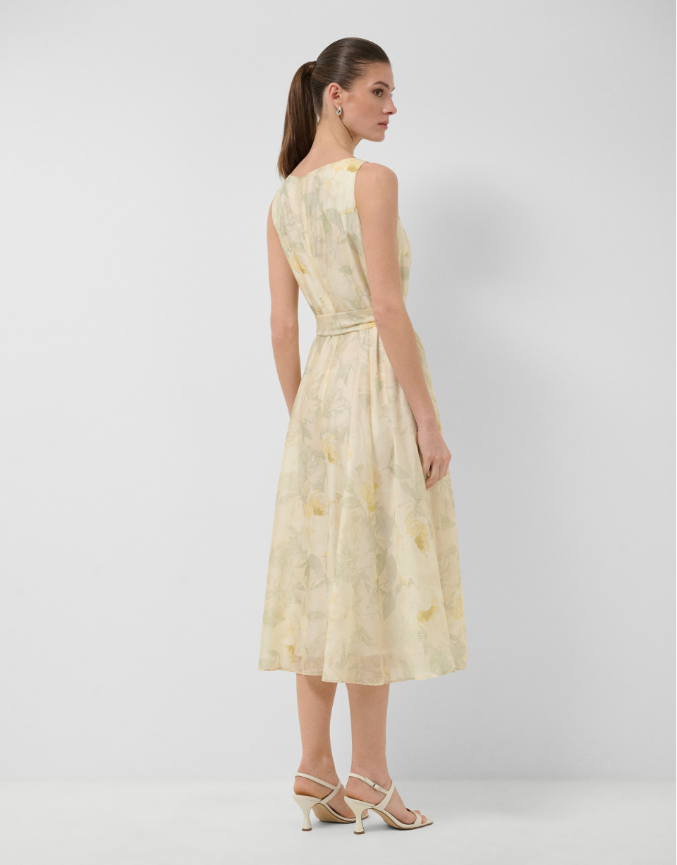 Green and ecru floral print chiffon ... | Roberto Verino