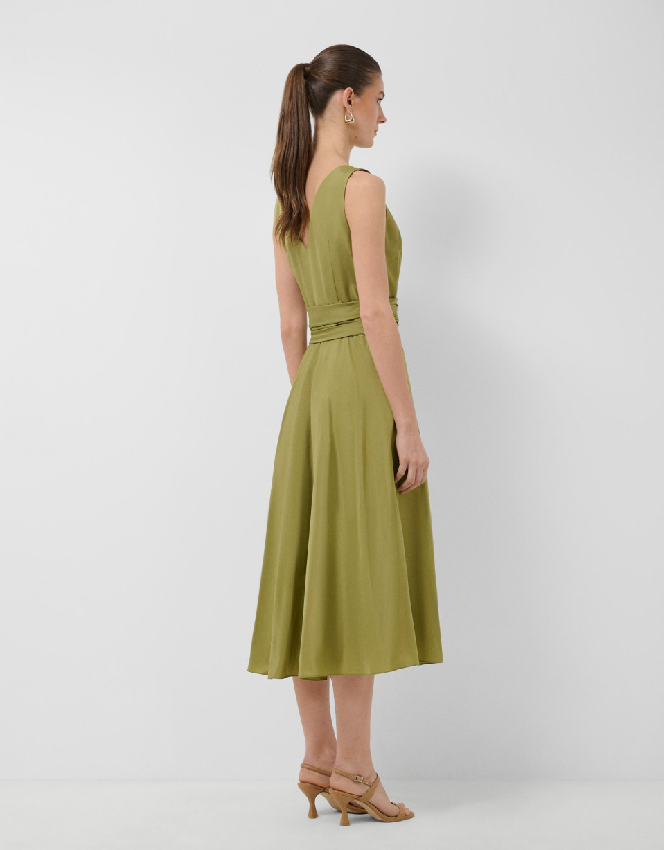 Green taffeta sleeveless dress - Woman - SS2026 | Roberto Verino