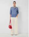 Seamless blue three-quarter sleeve jumper | Roberto Verino