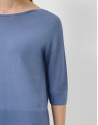 Seamless blue three-quarter sleeve jumper | Roberto Verino