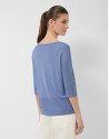 Seamless blue three-quarter sleeve jumper | Roberto Verino
