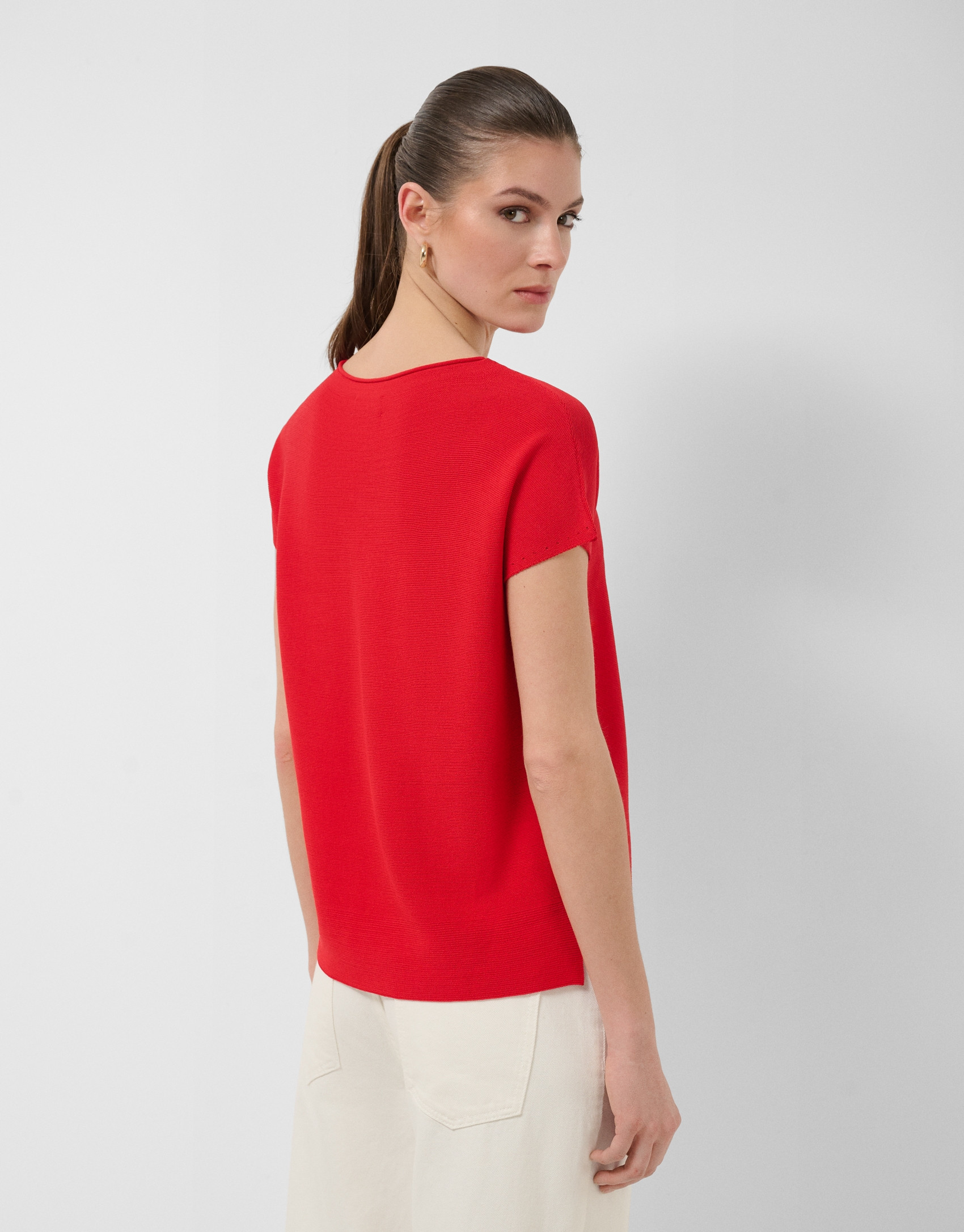 Jersey punto fino manga murciélago rojo - Mujer | Roberto Verino