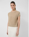Camel-coloured unstitched linen knit jumper | Roberto Verino