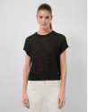 Black unstitched linen knit jumper - Woman | Roberto Verino