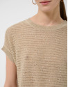 Camel-coloured unstitched linen knit jumper | Roberto Verino