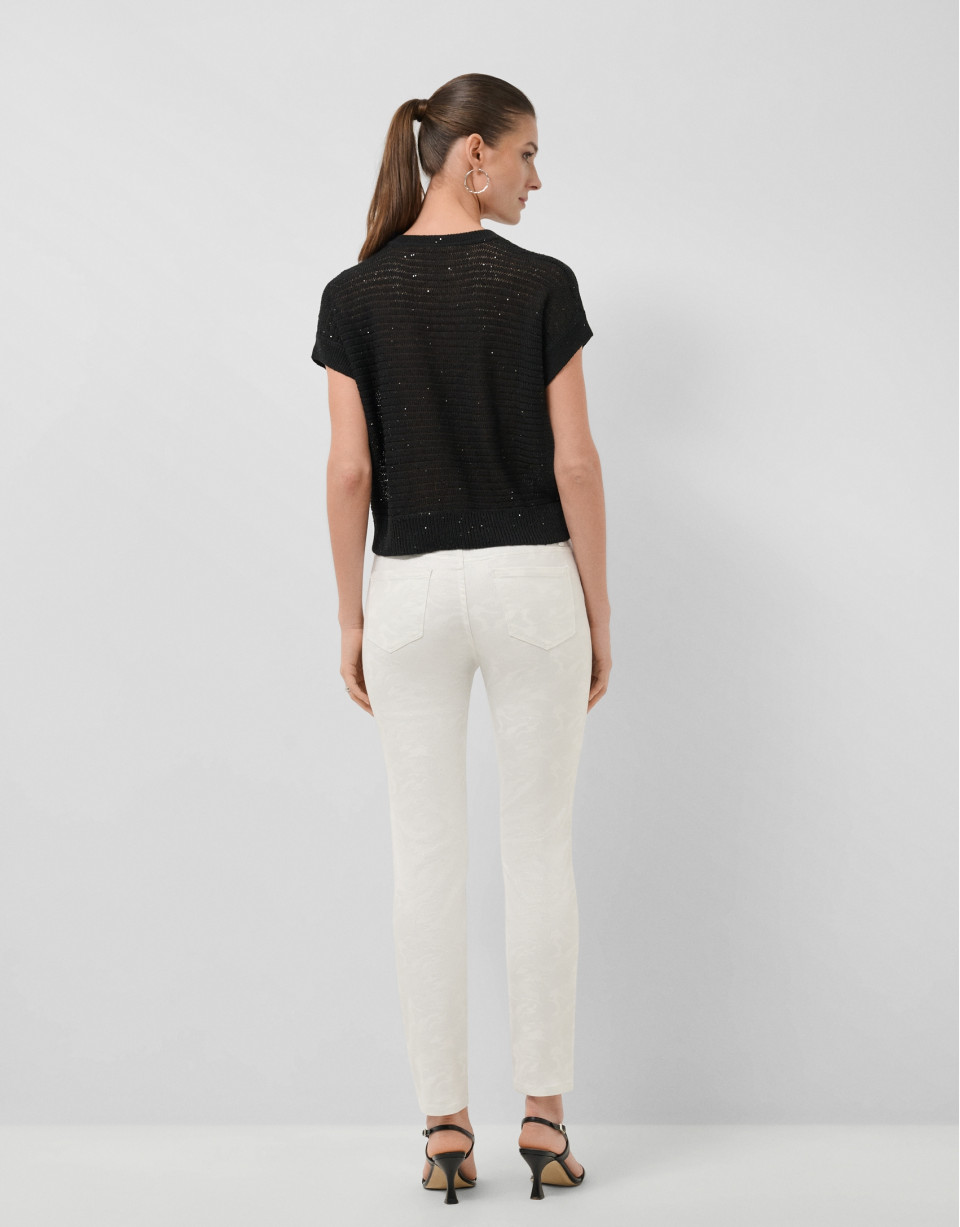 Black unstitched linen knit jumper - Woman | Roberto Verino