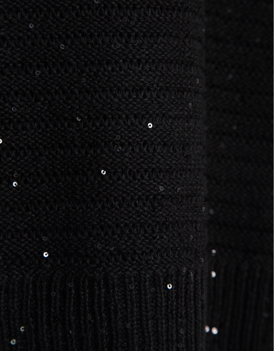 Black unstitched linen knit jumper - Woman | Roberto Verino