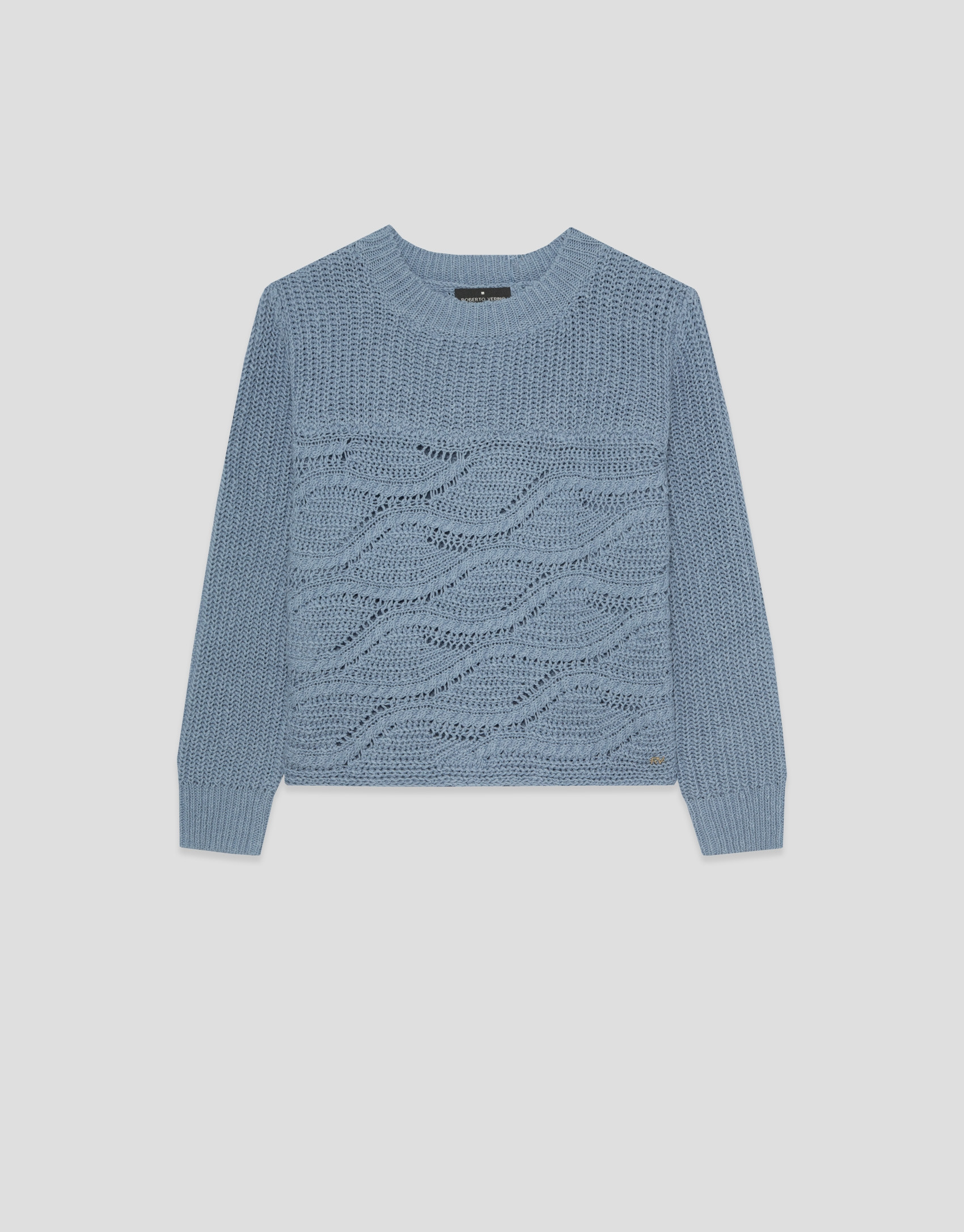 Blue long-sleeved wave pattern jumper - Woman | Roberto Verino