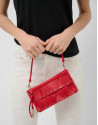 Mini Chloe bag in red leather with fringe | Roberto Verino