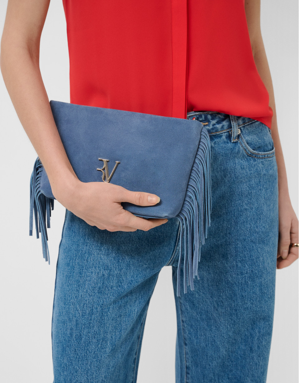 Bolso bandolera Cleo ante azul - Mujer - PV2026 | Roberto Verino