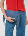 Cleo blue suede shoulder bag - Woman - SS2026 | Roberto Verino
