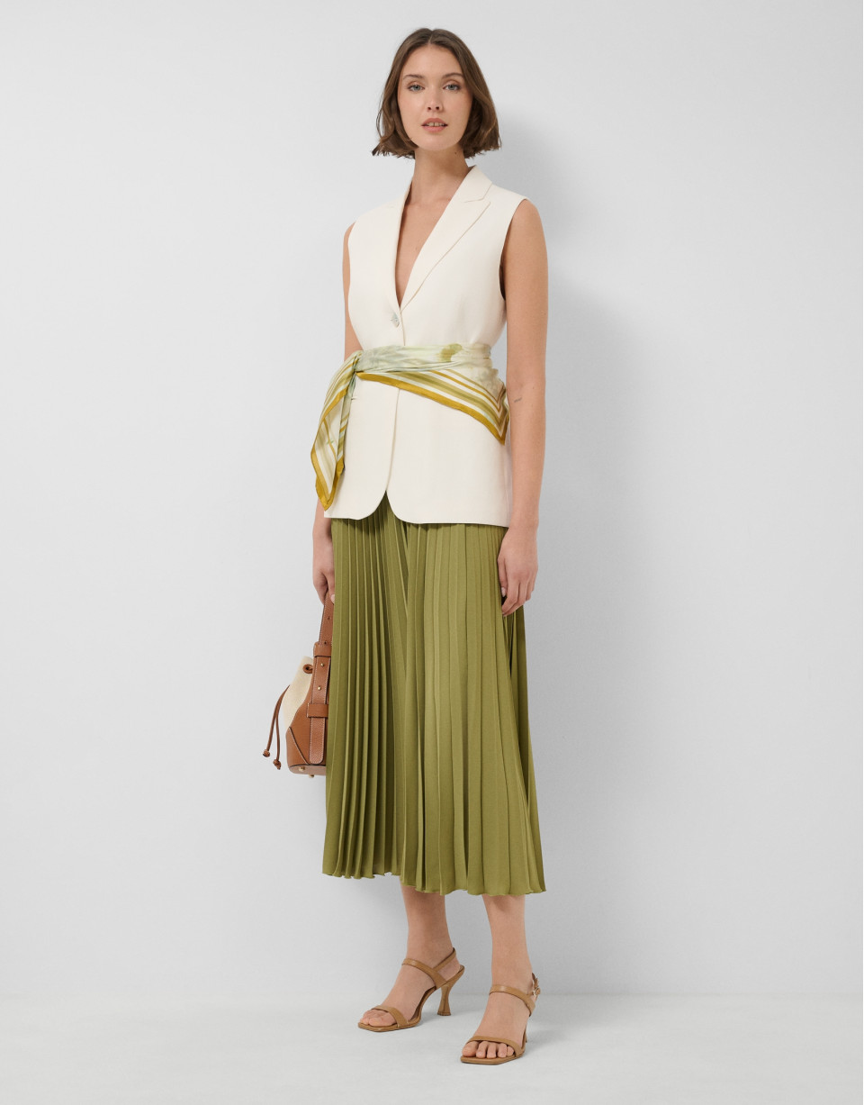 Moss green pleated skirt - Woman - SS2026 | Roberto Verino