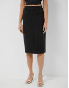 Black technical fabric straight midi skirt | Roberto Verino