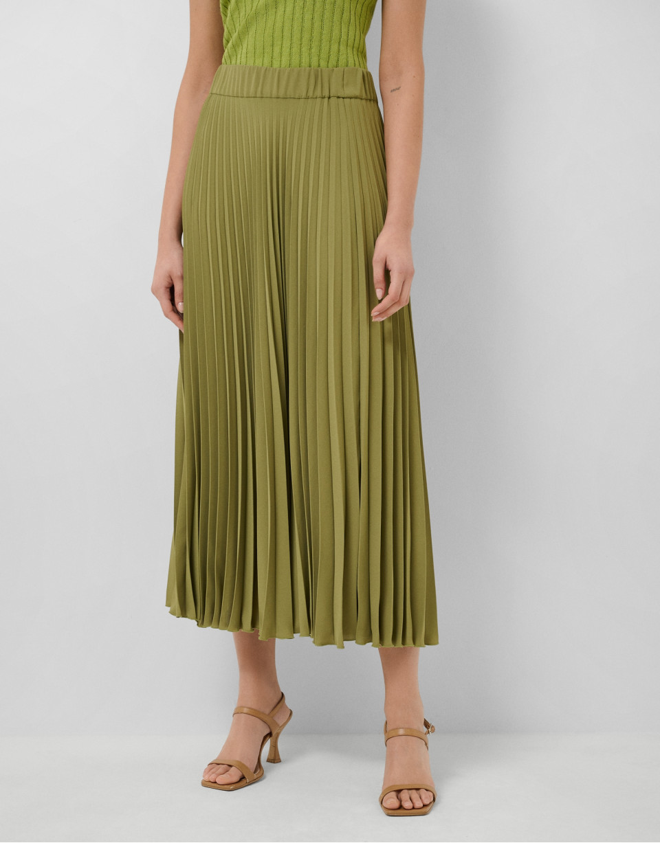 Moss green pleated skirt - Woman - SS2026 | Roberto Verino