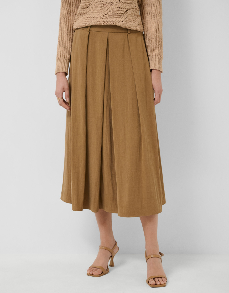 Brown flowing midi skirt - Woman - SS2026 | Roberto Verino