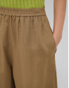 Camel linen palazzo trousers - Woman - SS2026 | Roberto Verino