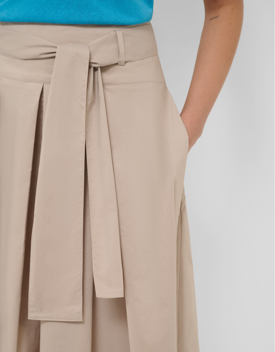 Camel pleated midi skirt - Woman - SS2026 | Roberto Verino