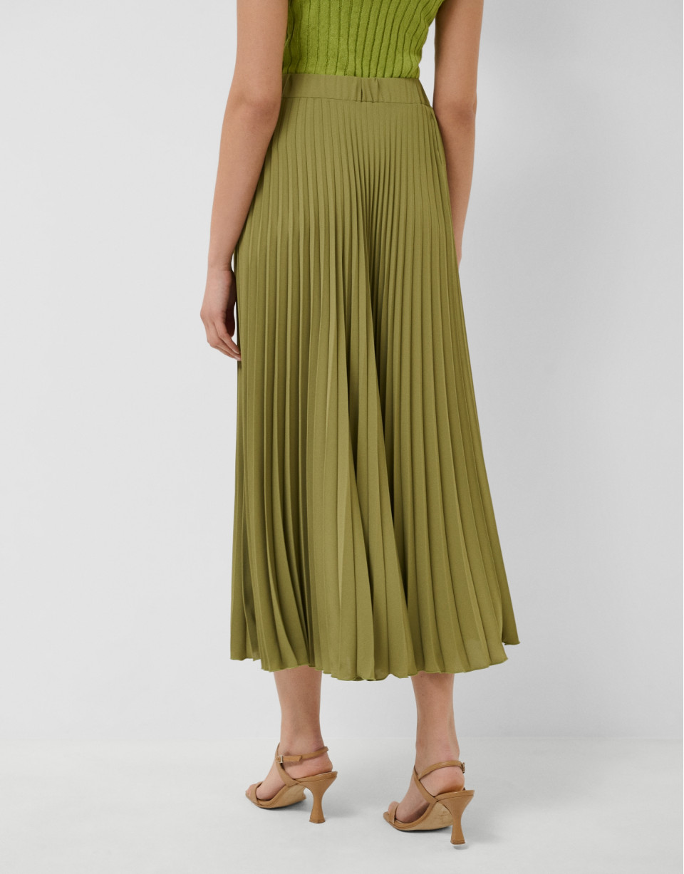 Moss green pleated skirt - Woman - SS2026 | Roberto Verino