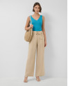 Light beige flowing trousers with belt - Woman | Roberto Verino