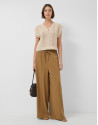 Brown gathered wide-leg trousers - Woman | Roberto Verino