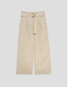 Light beige flowing trousers with belt - Woman | Roberto Verino