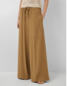 Brown gathered wide-leg trousers - Woman | Roberto Verino