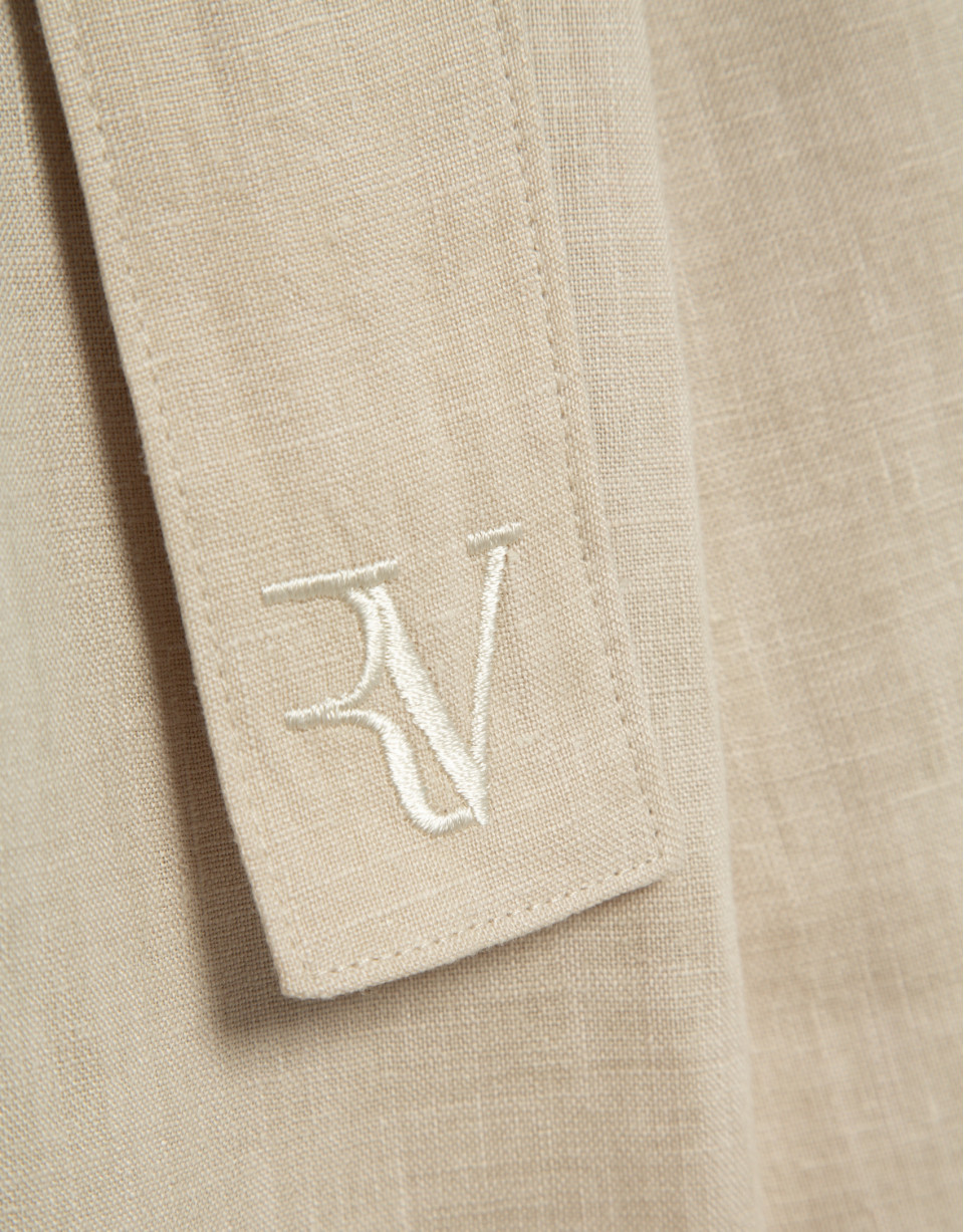 Light beige flowing trousers with belt - Woman | Roberto Verino
