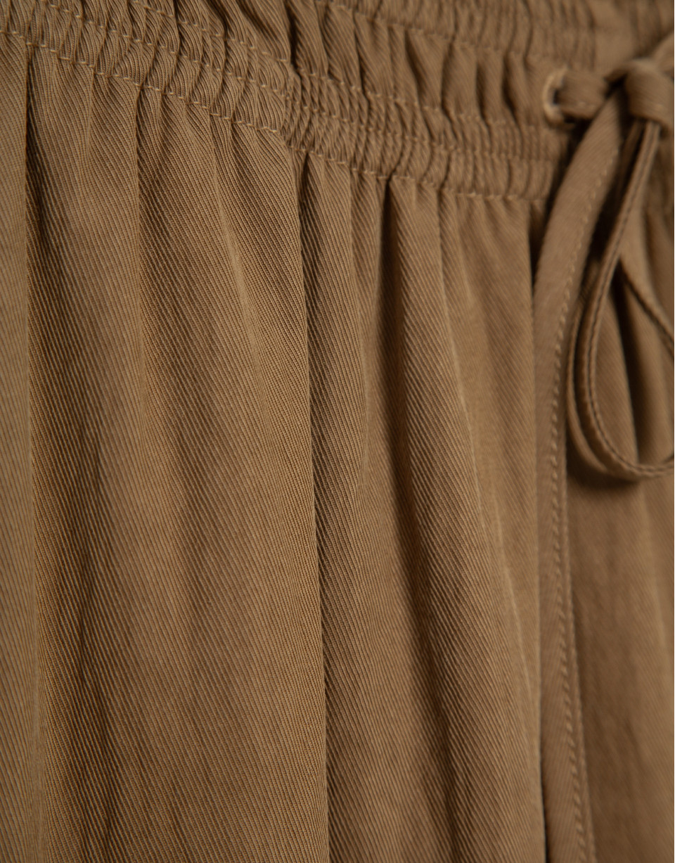 Brown gathered wide-leg trousers - Woman | Roberto Verino