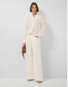 Ecru chiffon blouse with ruffles on the front | Roberto Verino