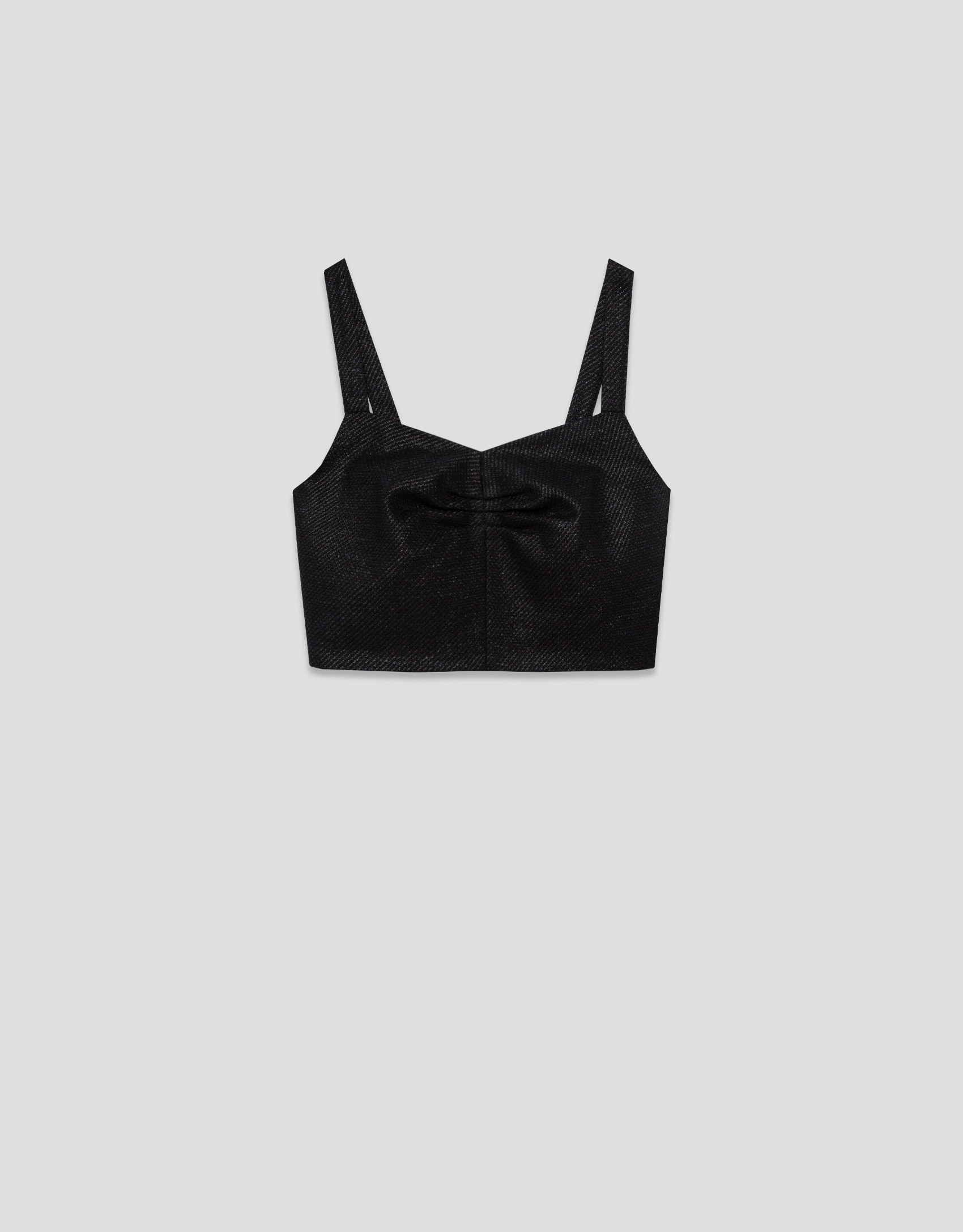 Black woven crop top - Woman - SS2026 | Roberto Verino
