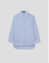Camisa oversize lino con listas azul y blanco | Roberto Verino