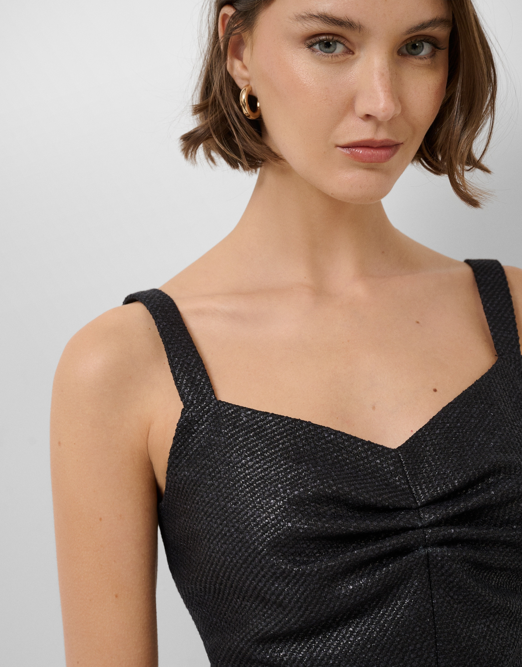 Black woven crop top - Woman - SS2026 | Roberto Verino