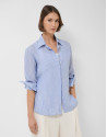 Camisa oversize lino con listas azul y blanco | Roberto Verino