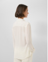 Ecru chiffon blouse with ruffles on the front | Roberto Verino