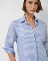 Camisa oversize lino con listas azul y blanco | Roberto Verino