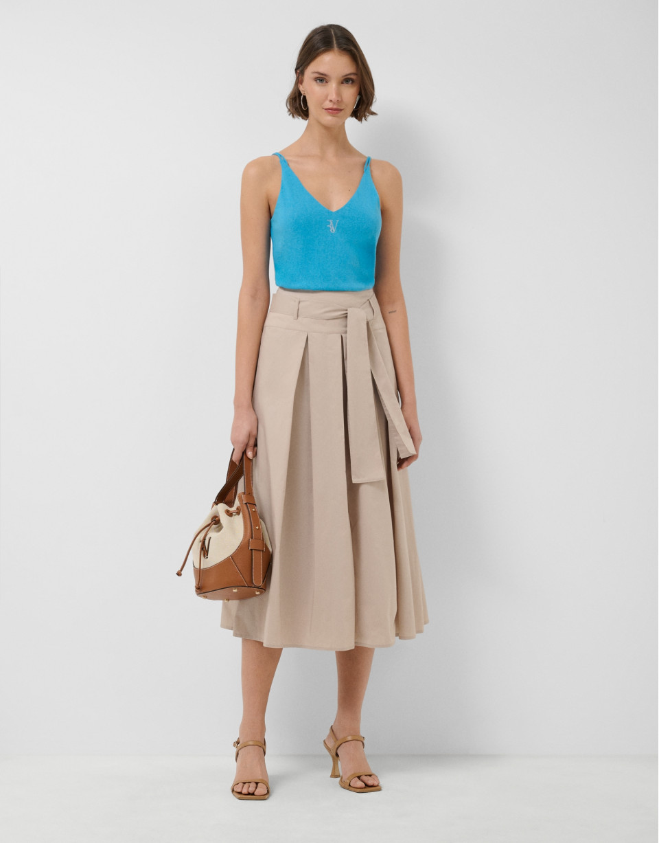 Turquoise blue double strap T-shirt - Woman | Roberto Verino
