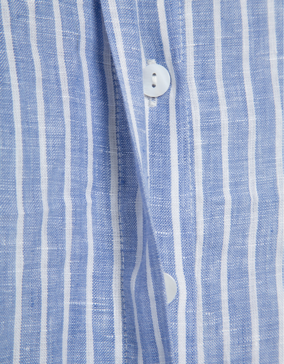 Camisa oversize lino con listas azul y blanco | Roberto Verino