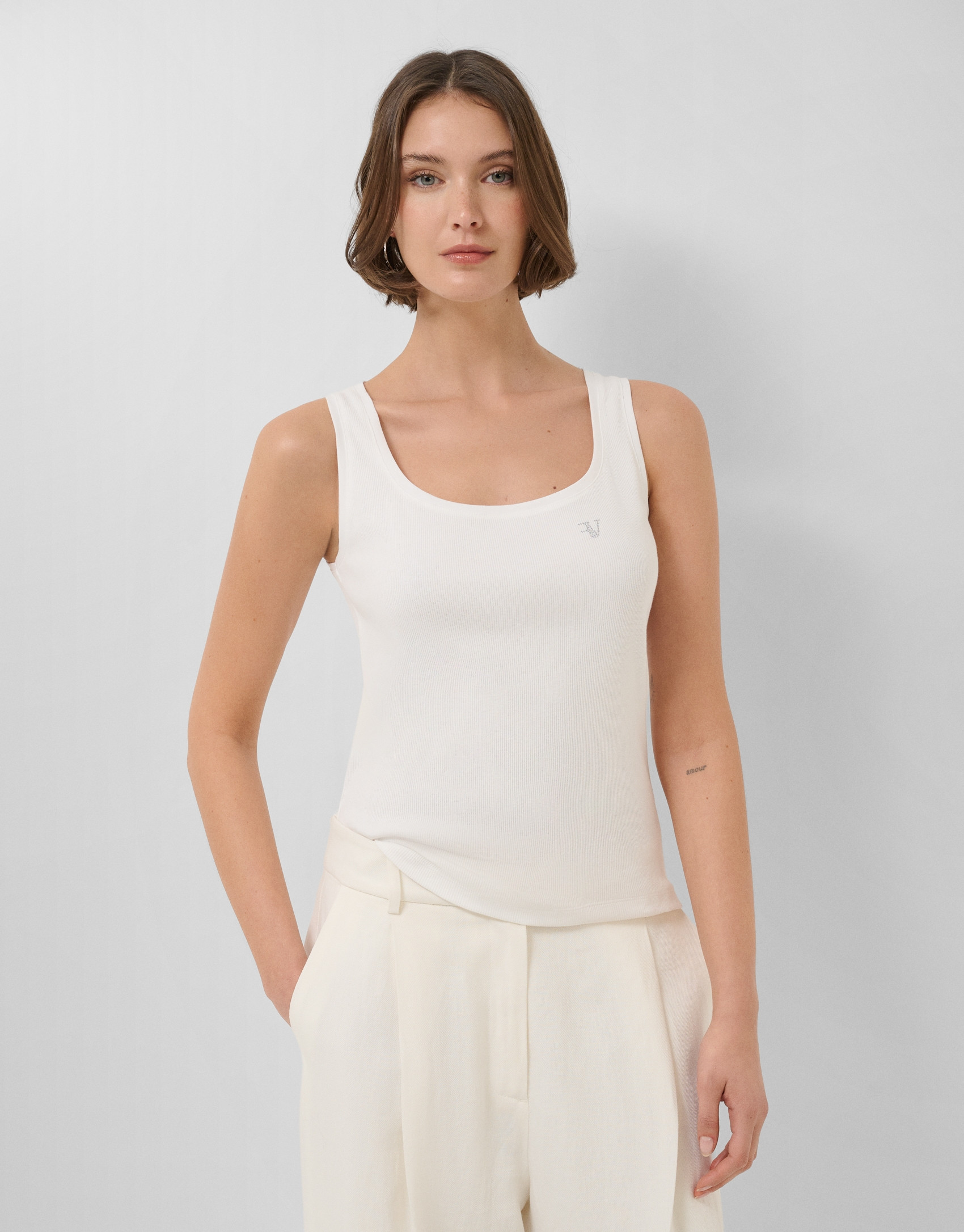 White ribbed tank top - Woman - SS2026 | Roberto Verino