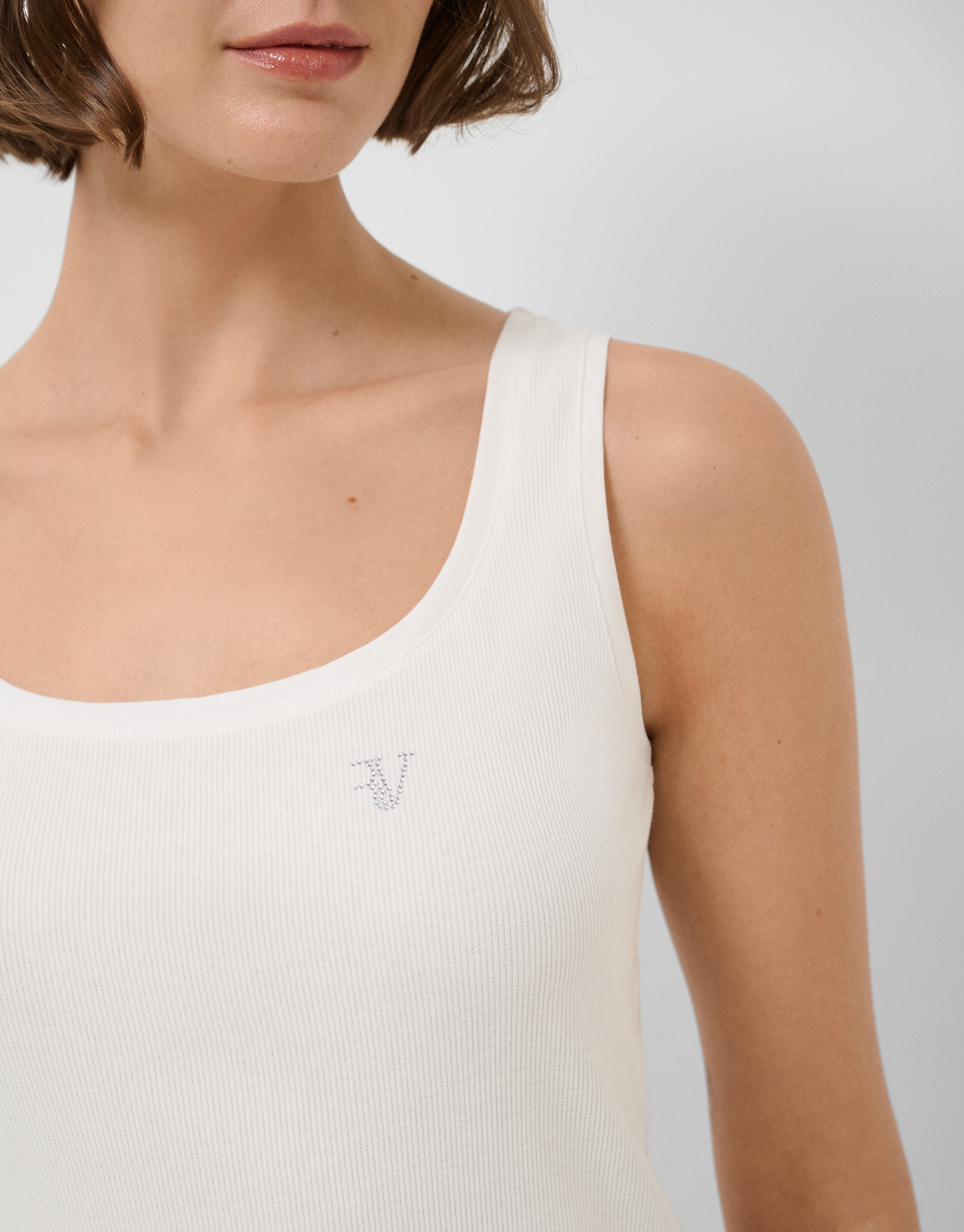 White ribbed tank top - Woman - SS2026 | Roberto Verino